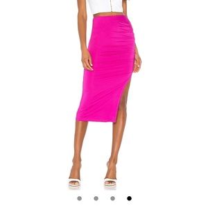 NWT hot pink ruched midi skirt